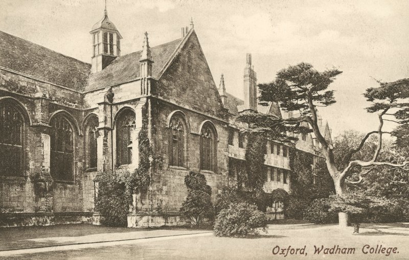 Wadham College, Oxford, Oxfordshire (czarno-białe zdjęcie) autorstwa English Photographer