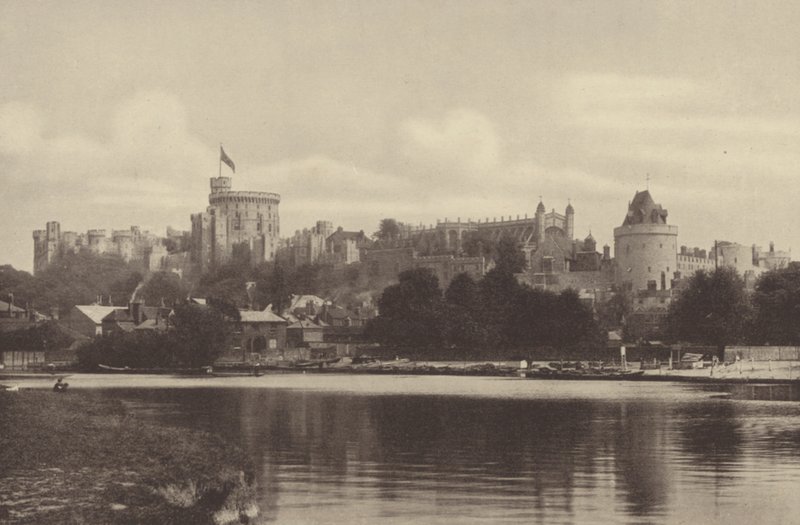 Zamek Windsor, widok od strony rzeki (zdjęcie czarno-białe) autorstwa English Photographer