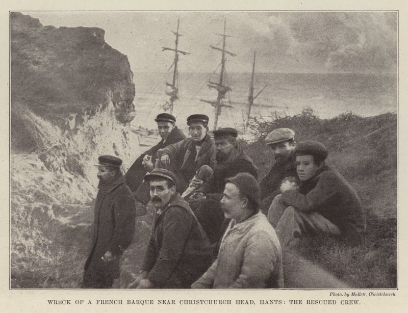 Wrak francuskiego barku w pobliżu Christchurch Head, Hants, uratowana załoga autorstwa English Photographer
