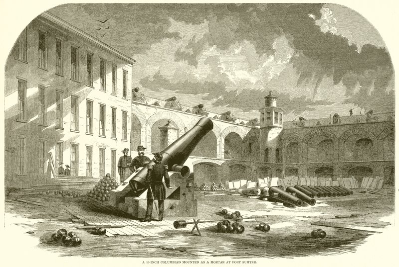 10-calowy Columbiad zamontowany jako Morter w Fort Sumter autorstwa English School