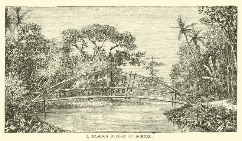 Bambusowy most na Borneo autorstwa English School