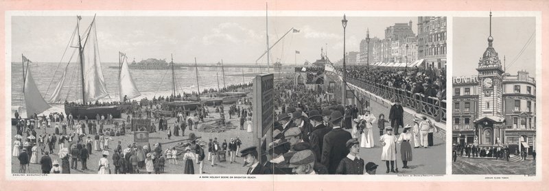 Scena świąt bankowych na plaży w Brighton autorstwa English School