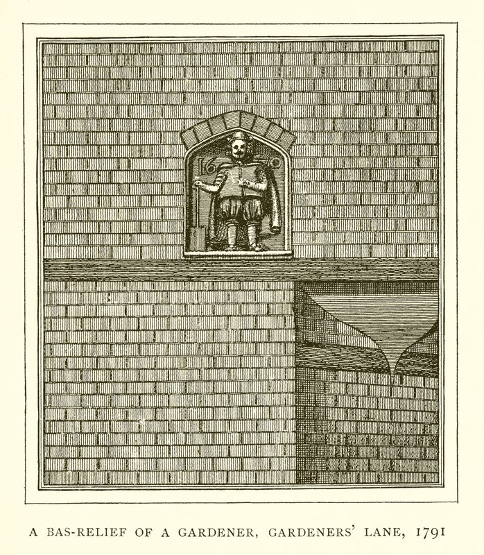 Płaskorzeźba ogrodnika, Gardeners Lane, 1791 autorstwa English School