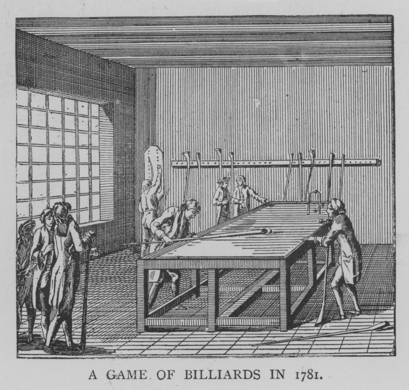 Gra w bilard w 1781 r. (rycina) autorstwa English School