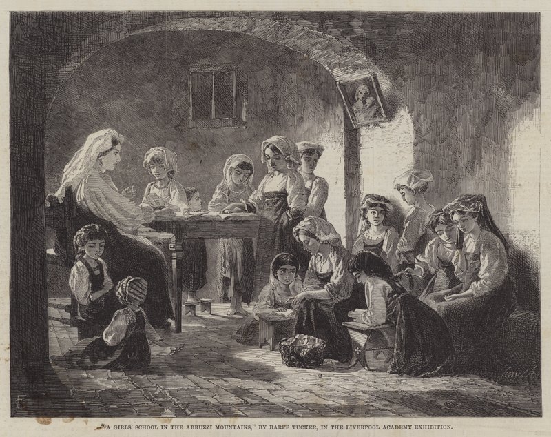 Szkoła dla dziewcząt w górach Abruzzi (grafika) autorstwa English School