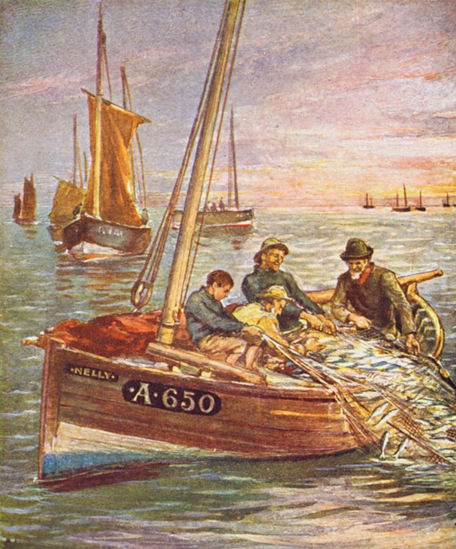 Dobry połów (kolorowa litografia) autorstwa English School