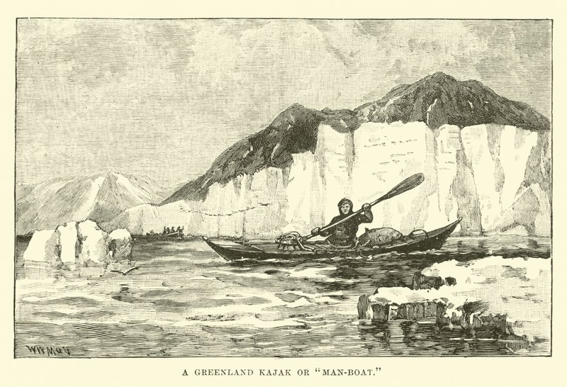 Kajak grenlandzki lub Man-boat autorstwa English School