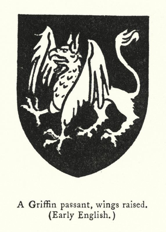 Przechodnia Gryfa z podniesionymi skrzydłami, wczesny angielski (rycina) autorstwa English School