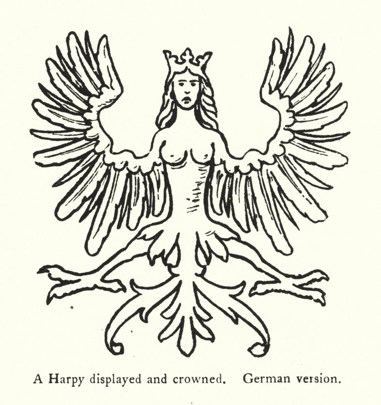 Harpia wystawiona i ukoronowana, wersja niemiecka (rycina) autorstwa English School