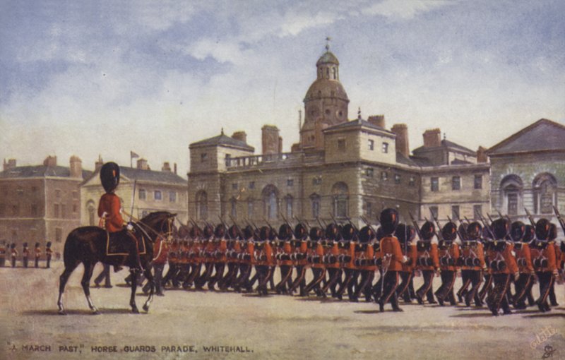 Marcowa przeszłość, Parada Gwardii Konnej, Whitehall autorstwa English School