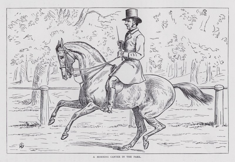 Poranny galop w parku (grafika) autorstwa English School
