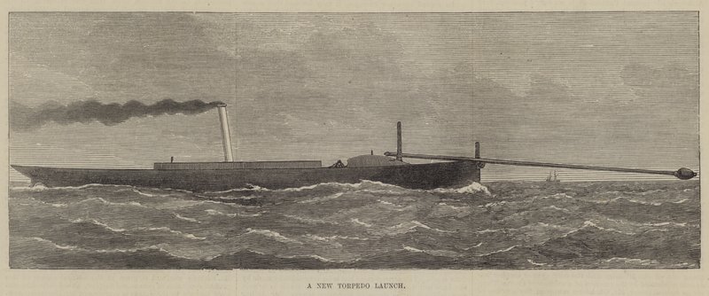 Wystrzelenie nowej torpedy (grawerowanie) autorstwa English School