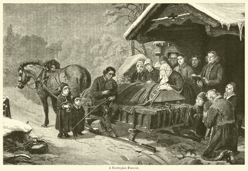 Norweski pogrzeb (rycina) autorstwa English School