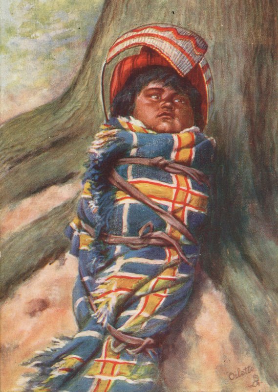 Indiańska papużka Piute (kolorowa litografia) autorstwa English School