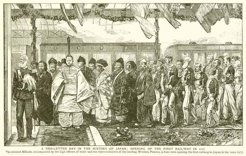 Dzień czerwonych liter w historii Japonii: Otwarcie pierwszej linii kolejowej w 1872 r. autorstwa English School