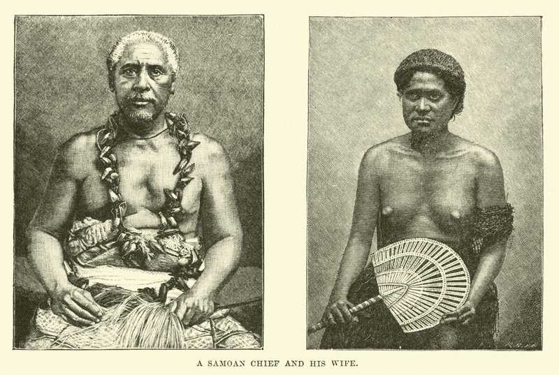 Wódz Samoa i jego żona autorstwa English School