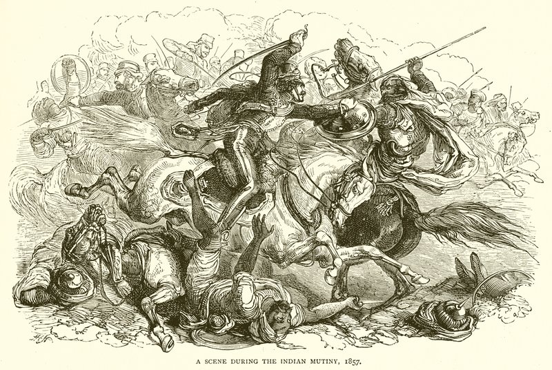 Scena z indyjskiego buntu, 1857 autorstwa English School