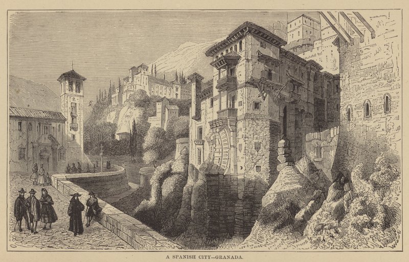 Hiszpańskie miasto, Granada (rycina) autorstwa English School