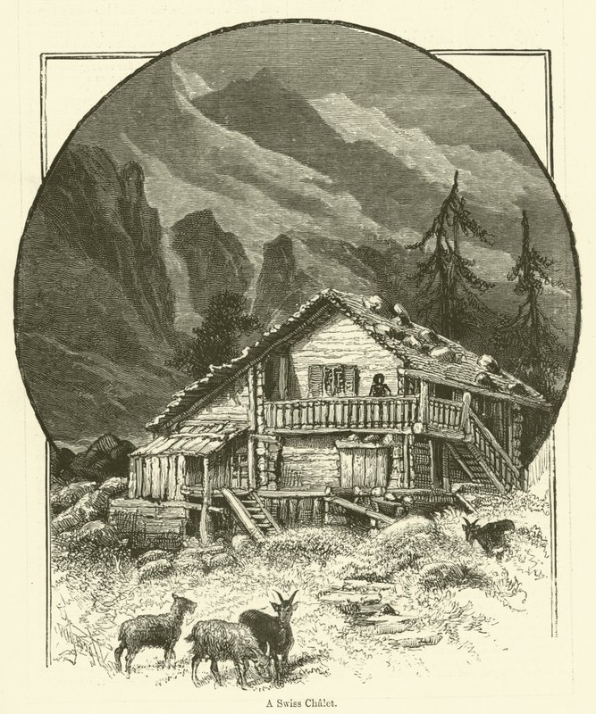 Szwajcarski domek (grawerunek) autorstwa English School