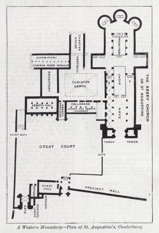 Klasztor zachodni, plan św. Augustyna, Canterbury (lito) autorstwa English School