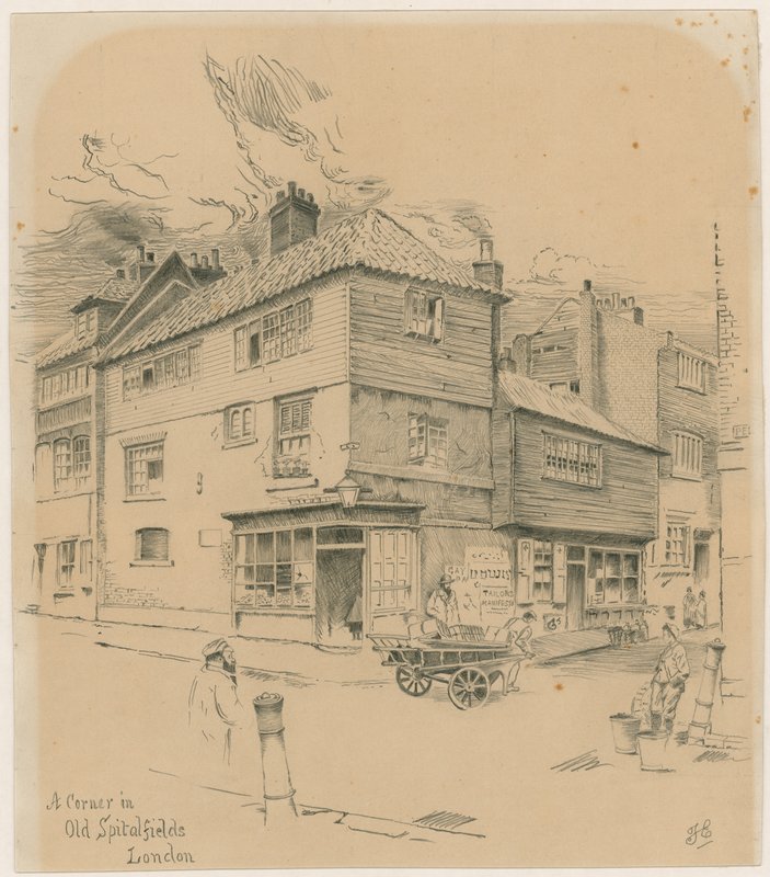 Róg w Old Spitalfields w Londynie autorstwa English School
