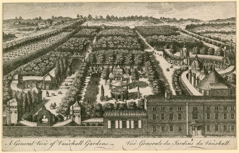 Ogólny widok na Vauxhall Gardens w Londynie autorstwa English School