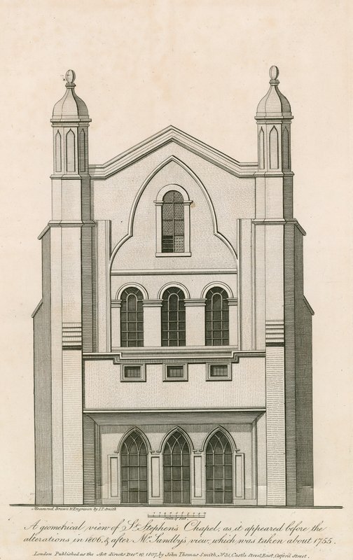 Geometryczny widok kaplicy św. Szczepana przed zmianami w 1806 r. itd autorstwa English School