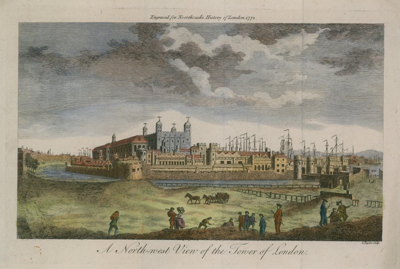 Północno-zachodni widok na Tower of London autorstwa English School