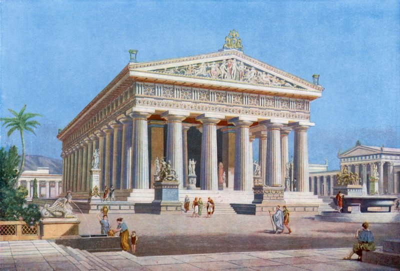 Niezrównana świątynia Wielkiego Boga Morza: Świątynia Posejdona w Paestum (kolor lito) autorstwa English School