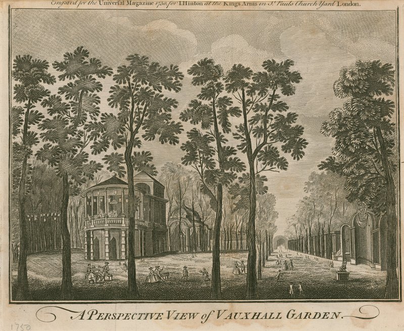 Perspektywiczny widok na Vauxhall Garden w Londynie autorstwa English School