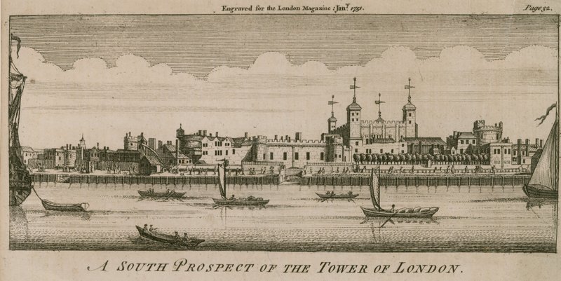 Południowa perspektywa Tower of London autorstwa English School