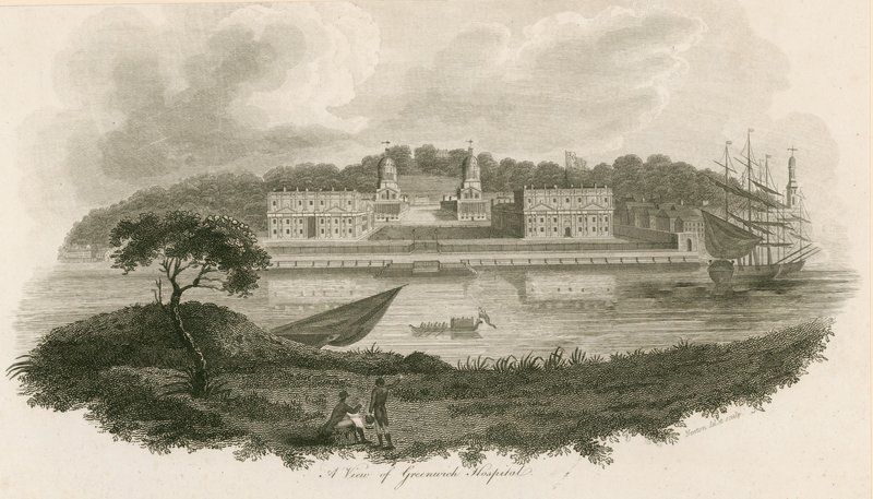 Widok na szpital Greenwich w Londynie autorstwa English School