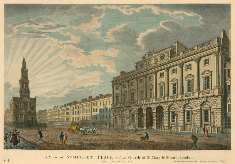 Widok na Somerset House i St Mary-le-Strand, The Strand, Londyn autorstwa English School