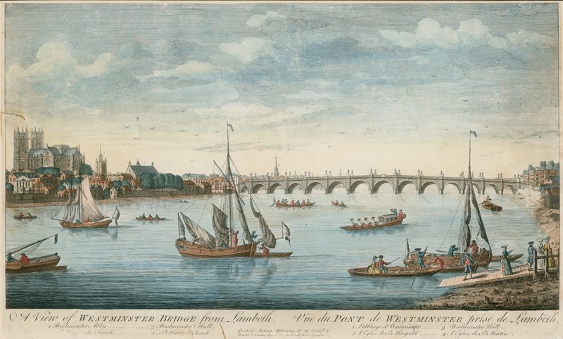 Widok na most Westminster Bridge z Lambeth autorstwa English School