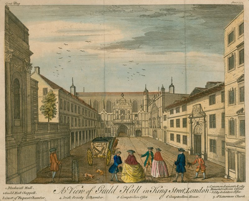 Widok na Guildhall na King Street w Londynie autorstwa English School