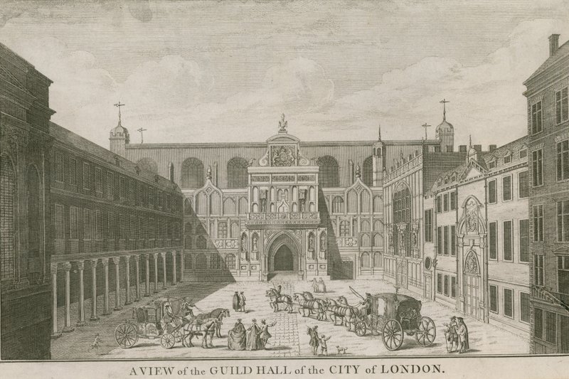 Widok na Guildhall of the City of London autorstwa English School