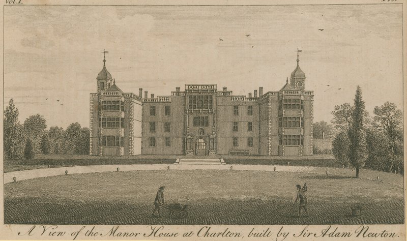 Widok na Manor House w Charlton, zbudowany przez Sir Adama Newtona autorstwa English School