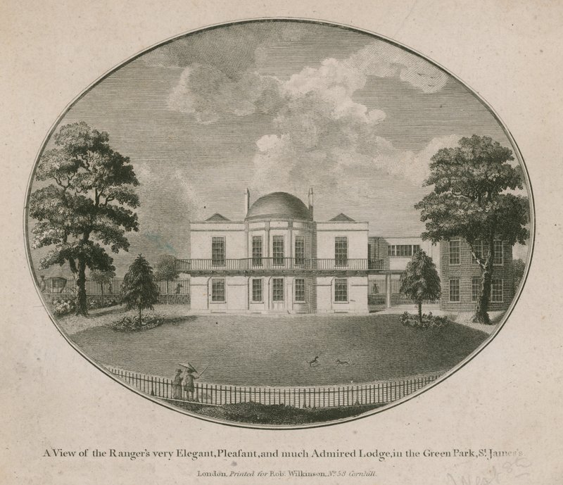 Widok Rangersów bardzo elegancki, przyjemny i podziwiany Lodge w Green Park, St Jamess autorstwa English School
