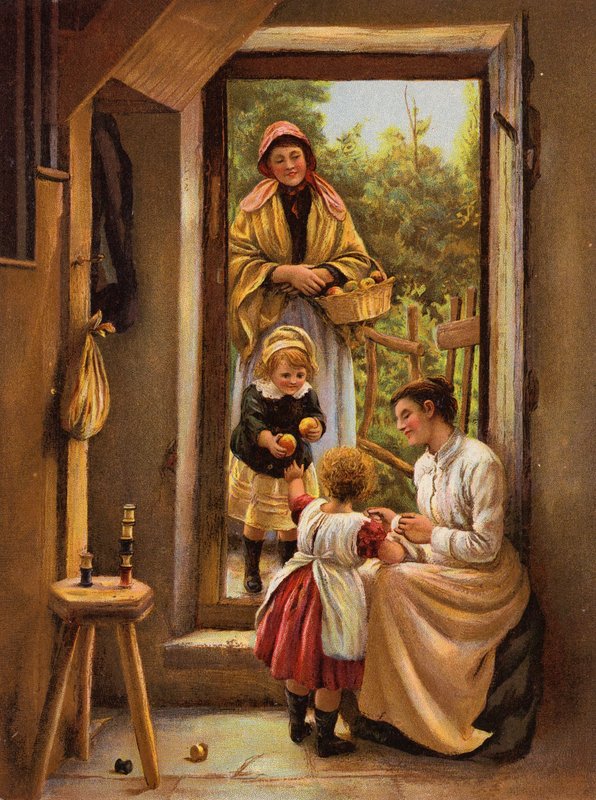 Wizyta powitalna (chromolitho) autorstwa English School
