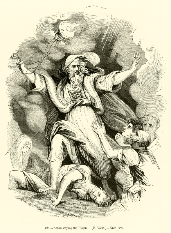 Aaron przebywający na Pladze, B West, Liczby xvi (grawerowanie) autorstwa English School