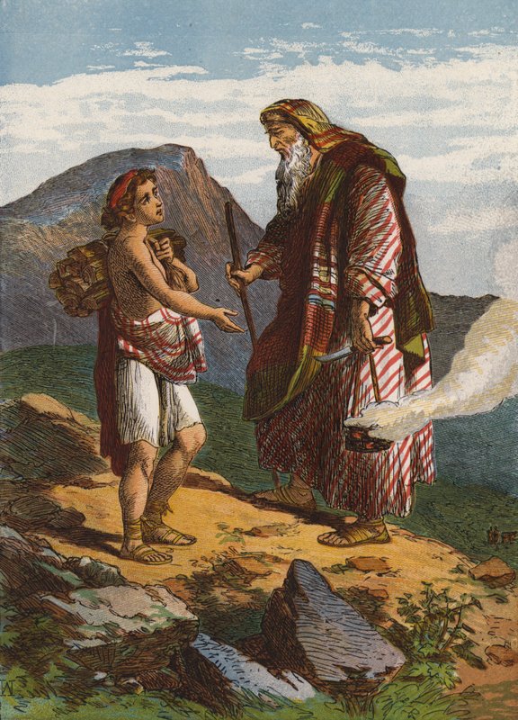 Abraham ofiarowujący Izaaka (kolor lito) autorstwa English School
