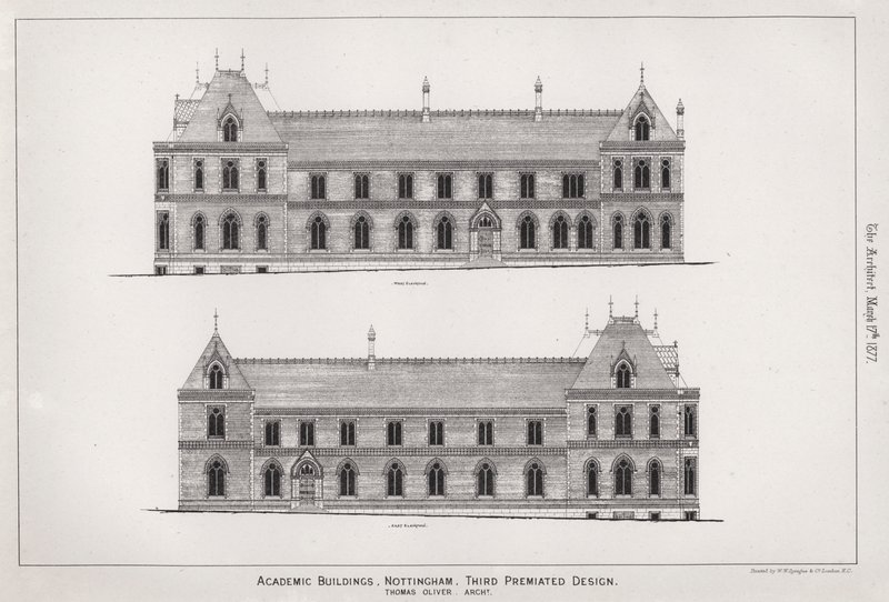 Budynki akademickie, Nottingham, Third Premiated Design (grawerowanie) autorstwa English School