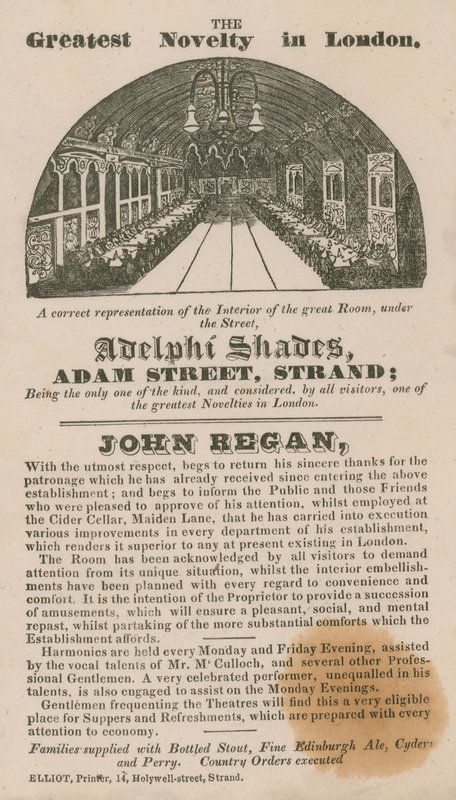 Reklama Adelphi Shades, Adam Street, Strand autorstwa English School