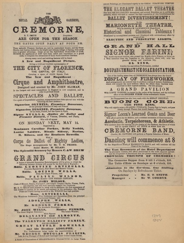 Reklama Cremorne Gardens, Londyn autorstwa English School