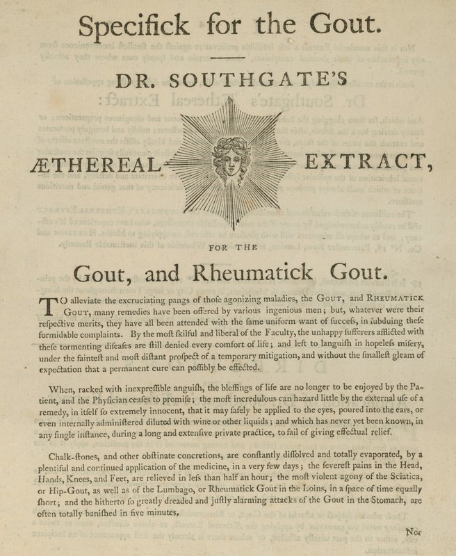 Reklama Dr Southgates Aethereal Extract na dnę moczanową i reumatyczną autorstwa English School