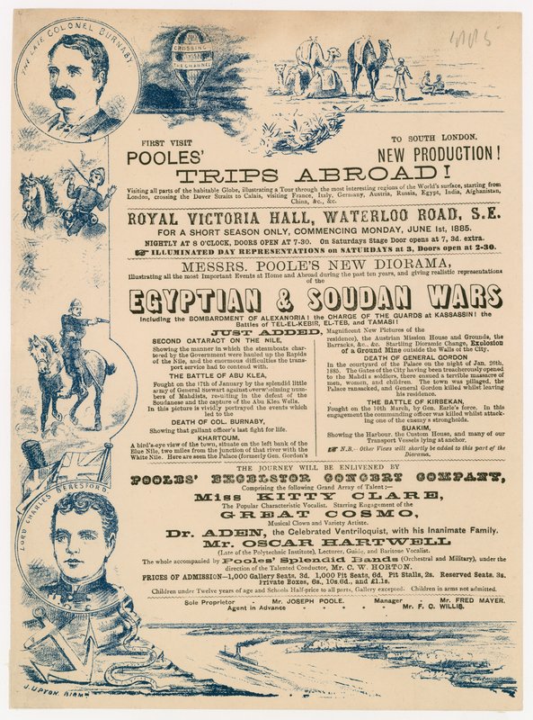 Ogłoszenie Joseph Pooles Trips Abroad, Royal Victoria Hall, Waterloo Road, Londyn autorstwa English School