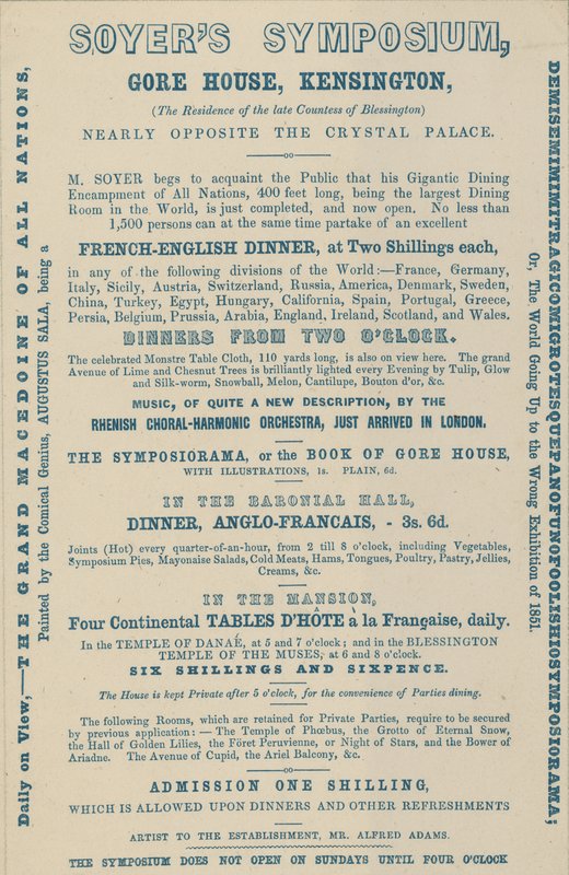 Ogłoszenie sympozjum Soyers, Gore House, Kensington autorstwa English School