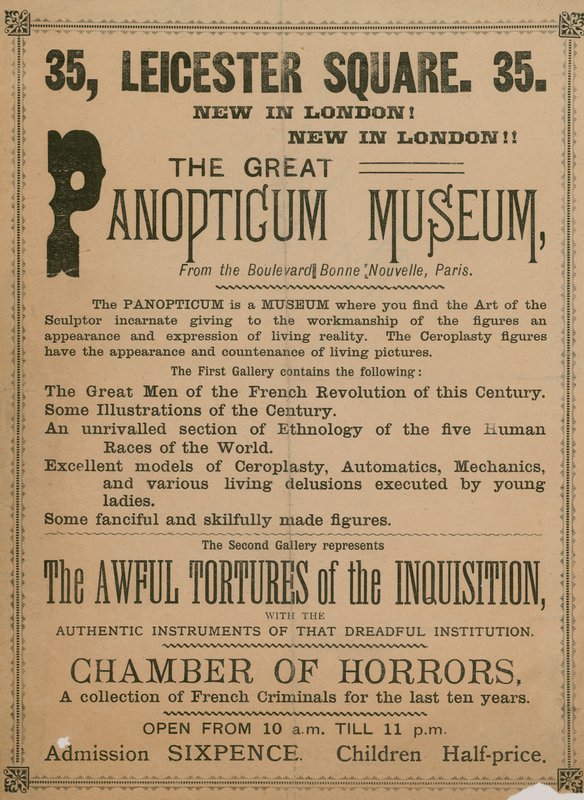 Ogłoszenie dla The Great Panopticum Museum, 35 Leicester Square, Londyn, 1854 autorstwa English School