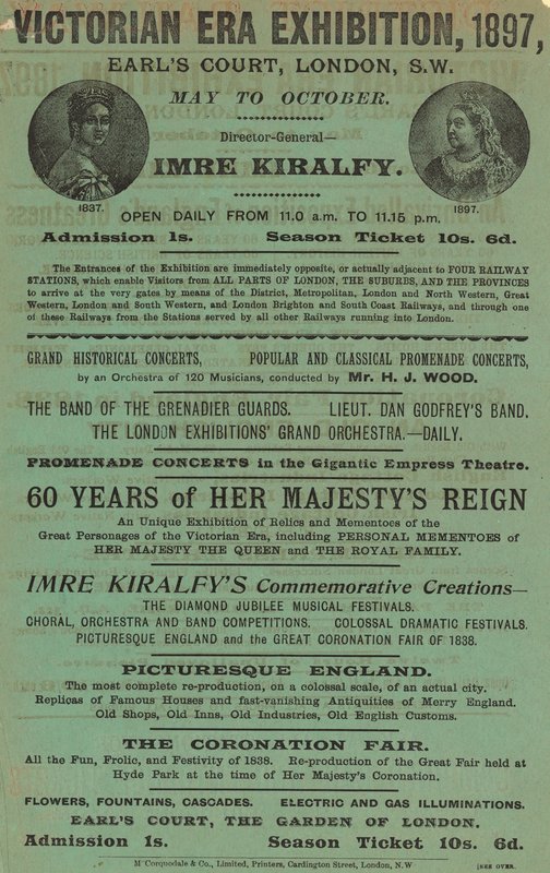 Ogłoszenie wystawy epoki wiktoriańskiej, 1897, w Earls Court autorstwa English School