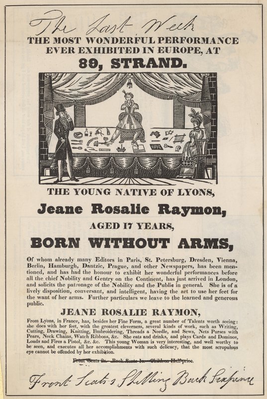 Ogłoszenie o występie Jeane Rosalie Raymon autorstwa English School
